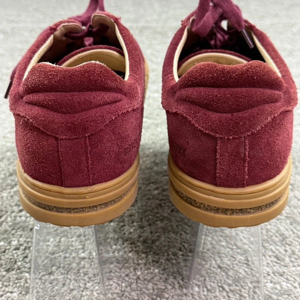 Birkenstock Bend Low Men 10 Maroon Suede Gum Sole Lace Up Sneakers